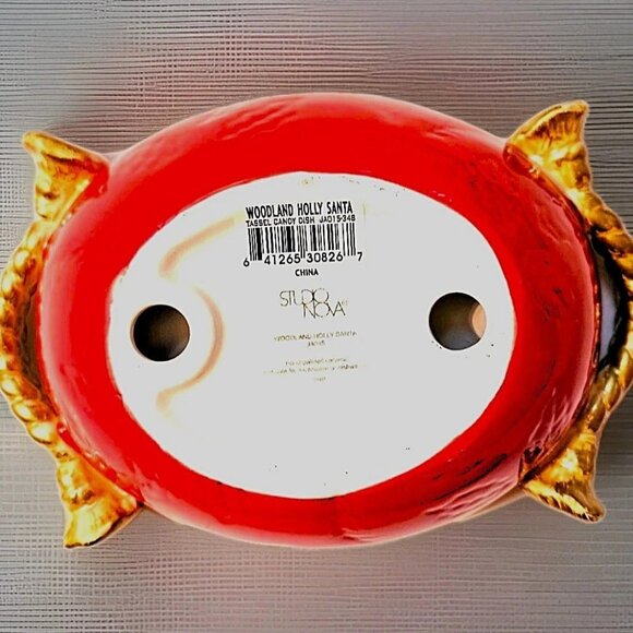 STUDIO NOVA Woodland Holly Christmas Hand Painted Ceramic Candy / Soap Dish NEW - Picture 5 of 6